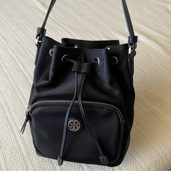 Tory Burch Virginia Nylon Bucket Bag - Picture 1 of 11